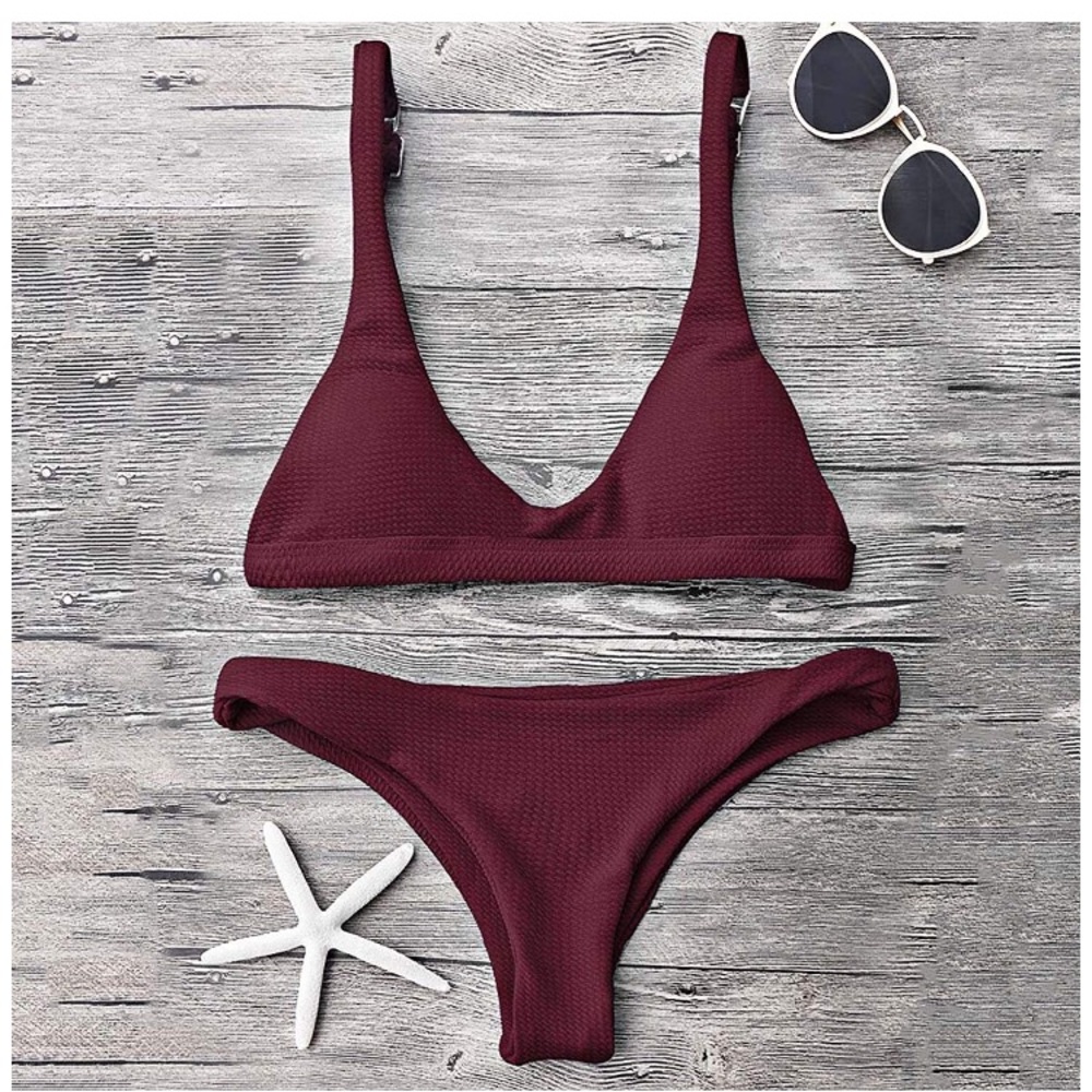 Zaful Padded Scoop Neck 2 Pieces Push Up Swimsuit
